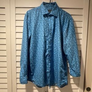 Black Label by‎ Ruffini Slim Fit Blue Floral Shirt Men's Medium Italy